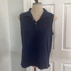 Ralph Lauren sport polo shirt sleeveless collar 100% cotton navy blue women’s XL
